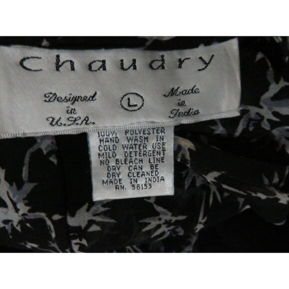 Chaudry made in India Black & White Floral Layered look midi dress size Large - Picture 4 of 6